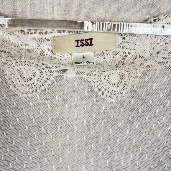 Sheer Lace Mesh Cardigan Shrug Womens One Size White 3/4 Sleeve Boho Coquette - Picture 11 of 15